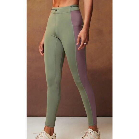 Fabletics Pants - Fabletics Motion365 High Waisted Bungee Legging Palm Plum Khloe Sz Large Short